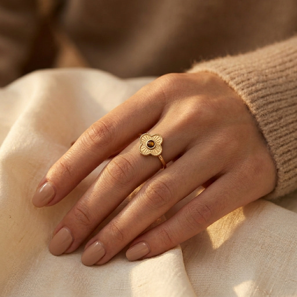 Gold Floral Open Ring